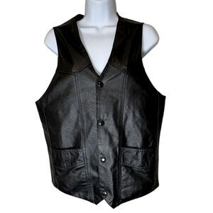 Vintage Montana Premium Grade Leather Vest Men’s Small Black Genuine Leather